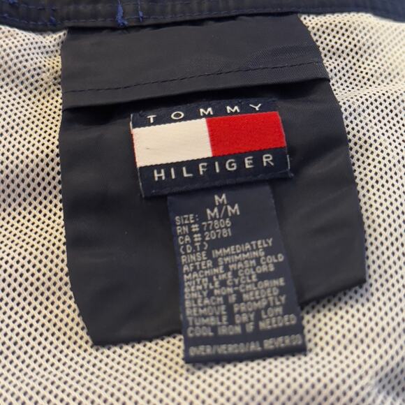 VTG 90s Tommy Hilfiger Board Shorts Swim Trunks Satin‎ Nylon Mesh Liner - Picture 12 of 13